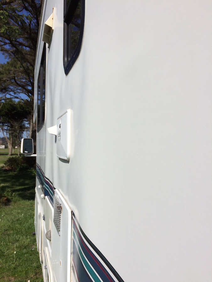 delaminating RV siding is evidence of water leakage - what to look for in a used RV